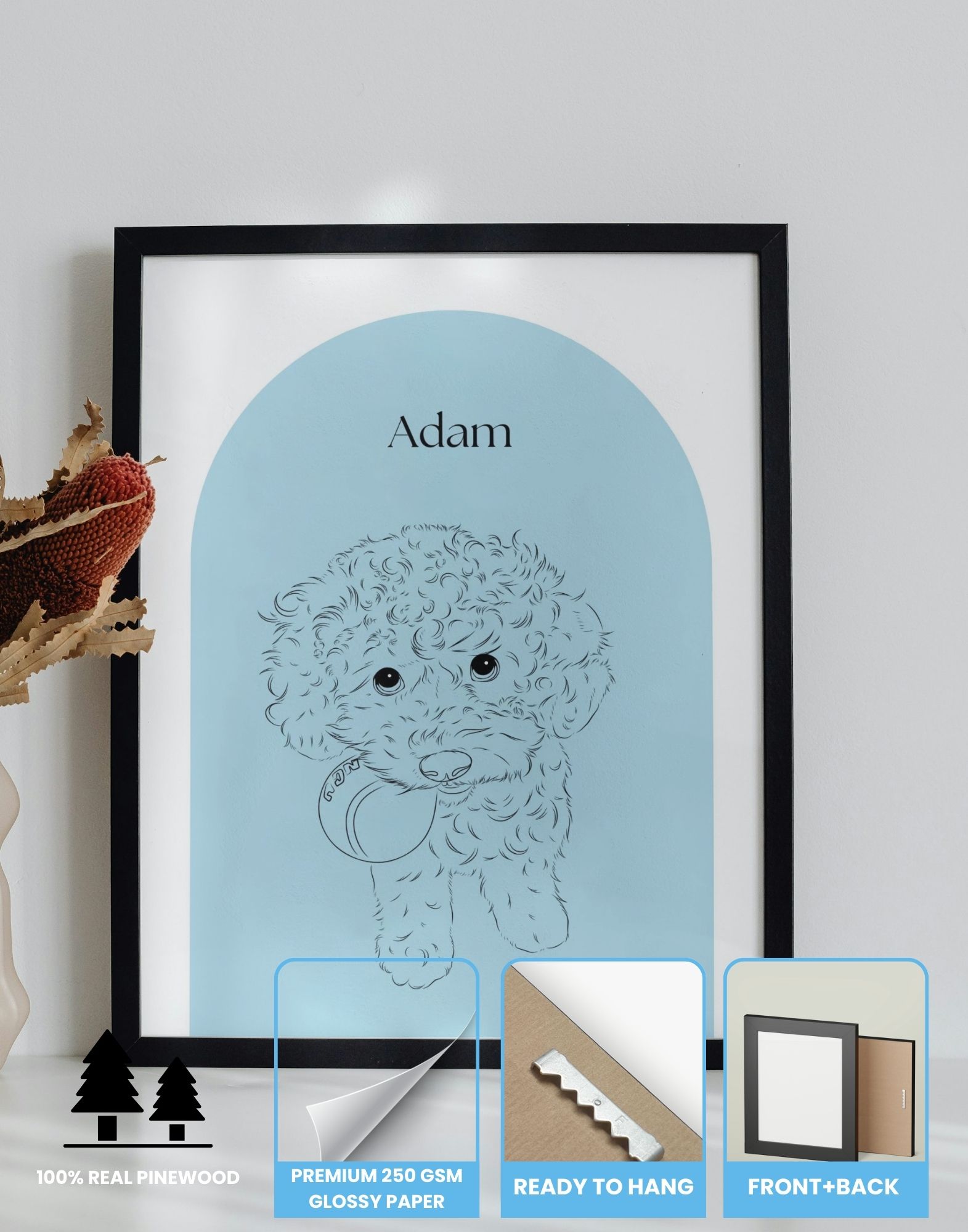 Pawtret Line - Canvas or Framed Poster