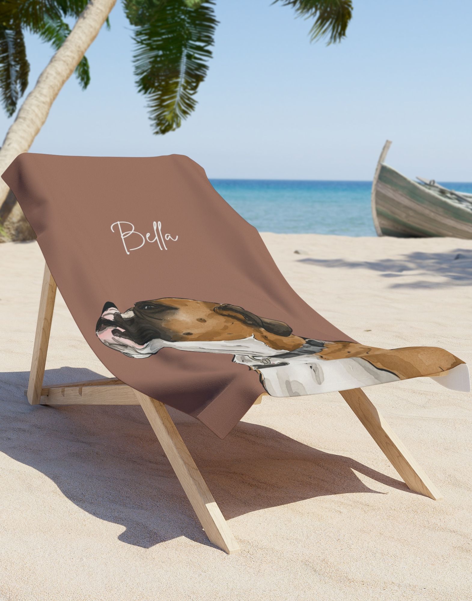 Watercolor Pet Portrait | Beach Towel - Image 5