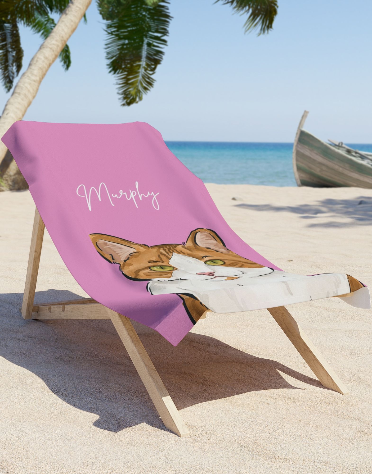 Watercolor Pet Portrait | Beach Towel - Image 3