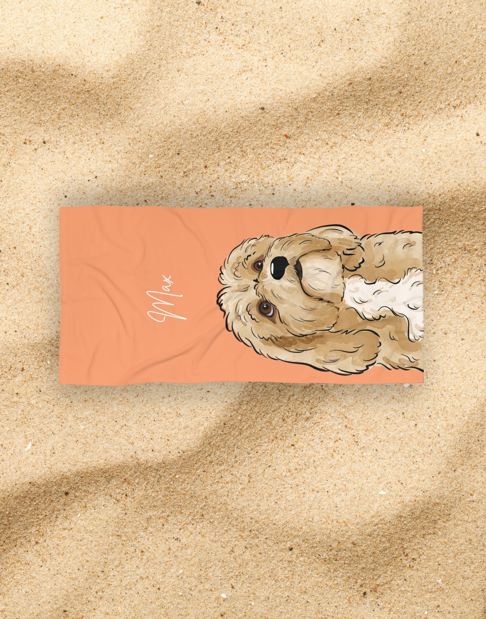 Watercolor Pet Portrait | Beach Towel - Image 2